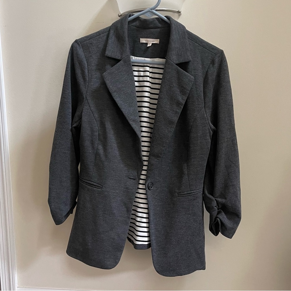 Grey Knit Blazer 3/4 sleeves